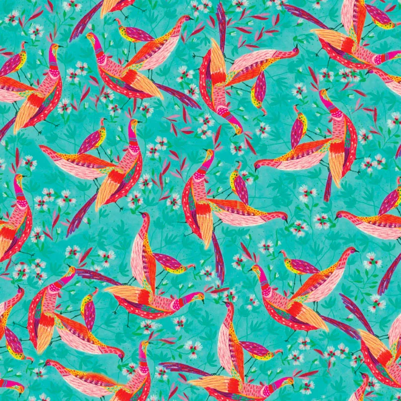 Viscose met Birds 'Roeqiya'